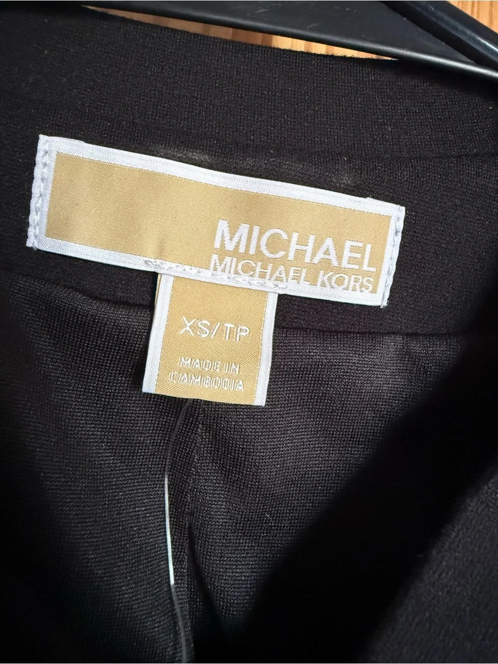 Michael Kors Black Croc-Embossed Faux Leather Front Jacket